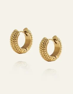 Beaded Hoops Gold Medium