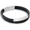 Bracelet svart läder 2rad m gravyrplatta