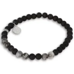by Billgren beadsarmband grå jaspis och onyx
