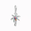 Charm-hängsmycke färgglad palm silver