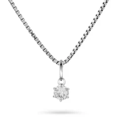 Hänge 14k vitguld 4mm cz inkl silverkedja