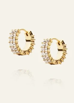 Midnight Gold Hoops Medium