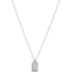 Necklace stål med mattad bricka