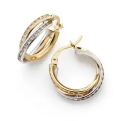 Örhänge creol 18k r/v guld 2rad cz.