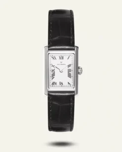 TIMELESS black leather silver watch
